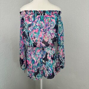 Lilly Pulitzer Myri Romper in Bright‎ Navy Caught Up Women's size XS